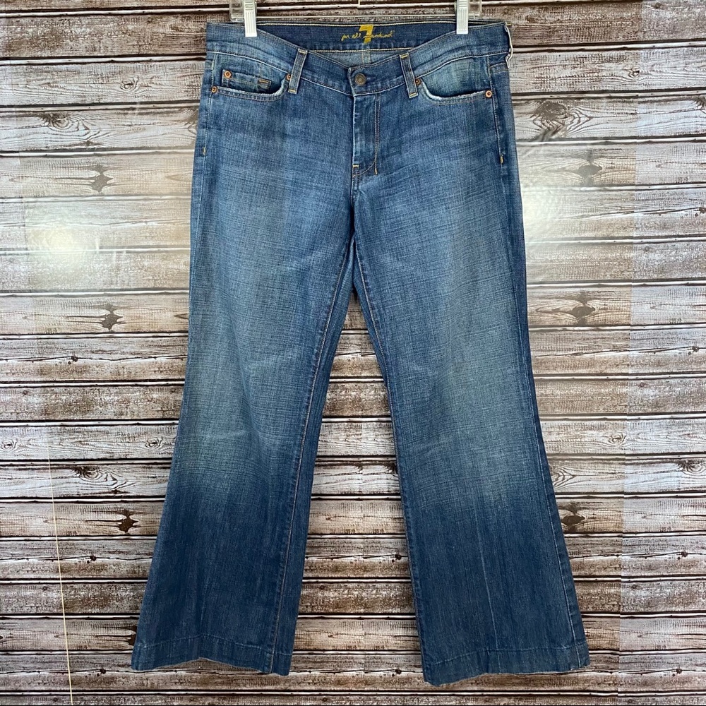 7 For All Mankind Wide Leg Flare Jeans - Medium Blue